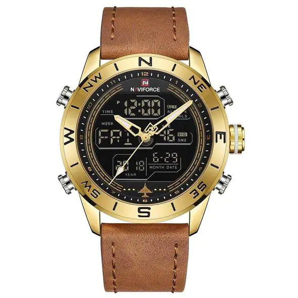 NAVIFORCE 9144 Men’s Gold LED Analog-Digital Watch